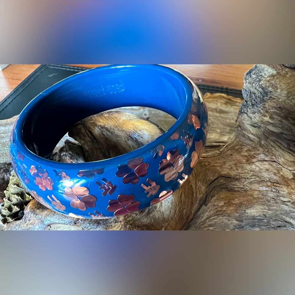 Authentic Blue Folli Follie Lucite Resine Poly Bangle Bracelet 2.5” Diameter